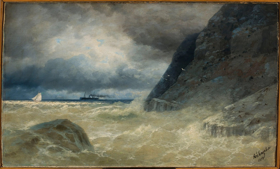 Marint landskap med en ångbåt. - Ivan Aïvazovski