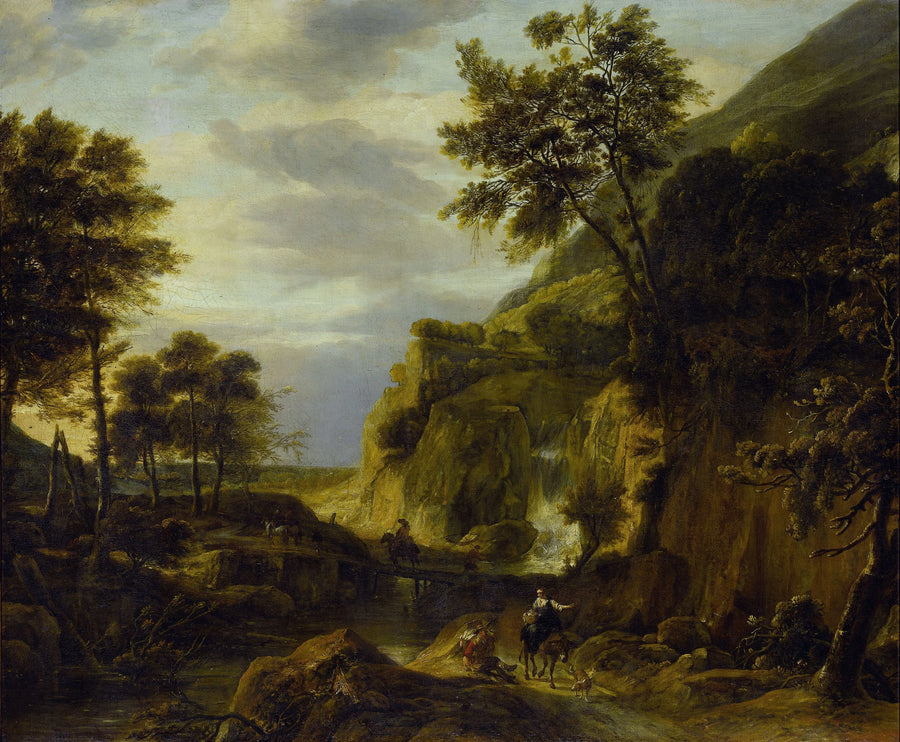 Paysage de montagne avec cascade - Roelant Roghman