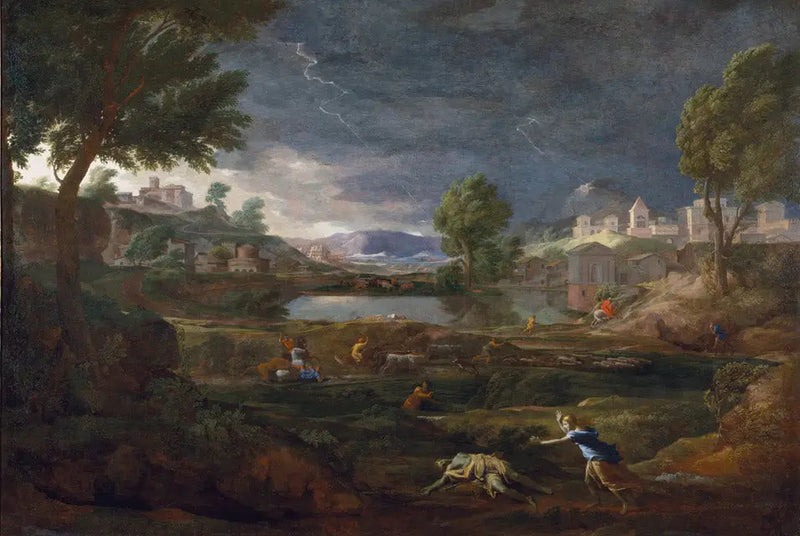 Åskväderlandskap med Pyrame och Thisbé - Nicolas Poussin