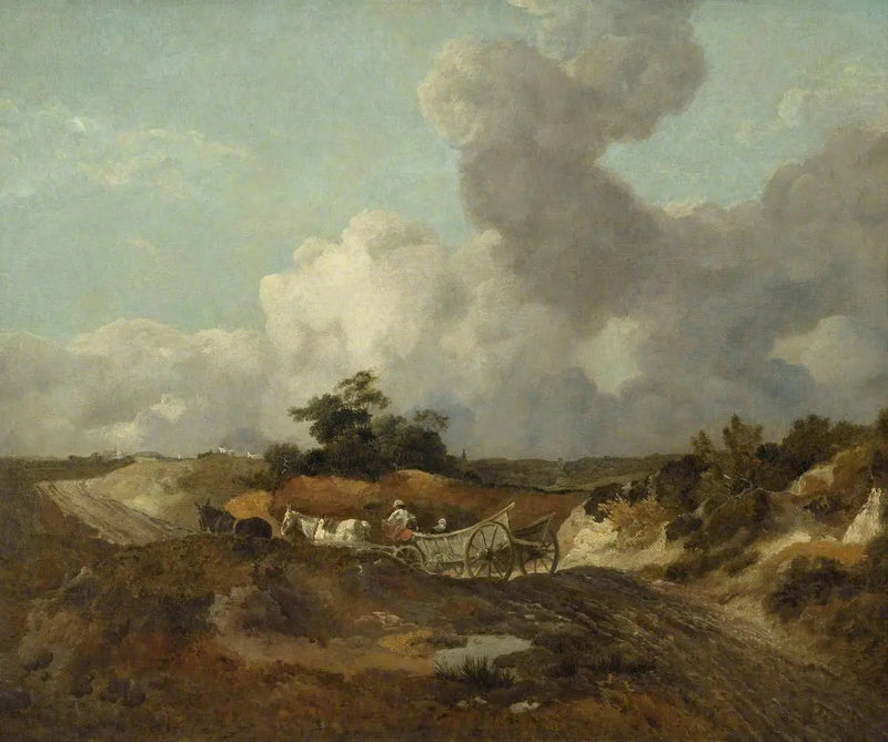Öppet landskap med fältvagn på en kuperad stig - Thomas Gainsborough