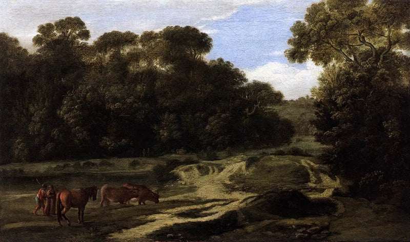 Pastoralt landskap med herde och flock (Skogsväg) - Claude Lorrain