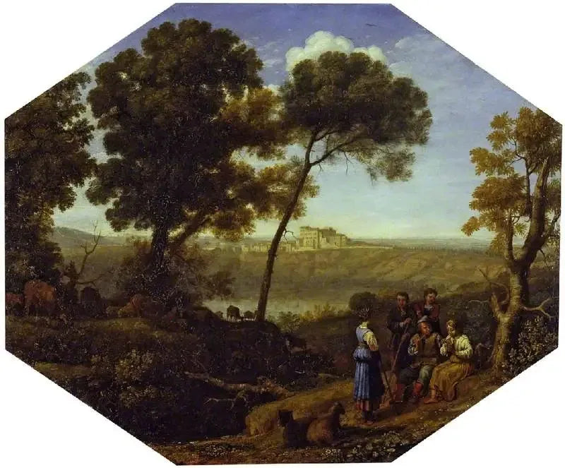 Pastoralt landskap med Albano-sjön och Castel Gandolfo - Claude Lorrain