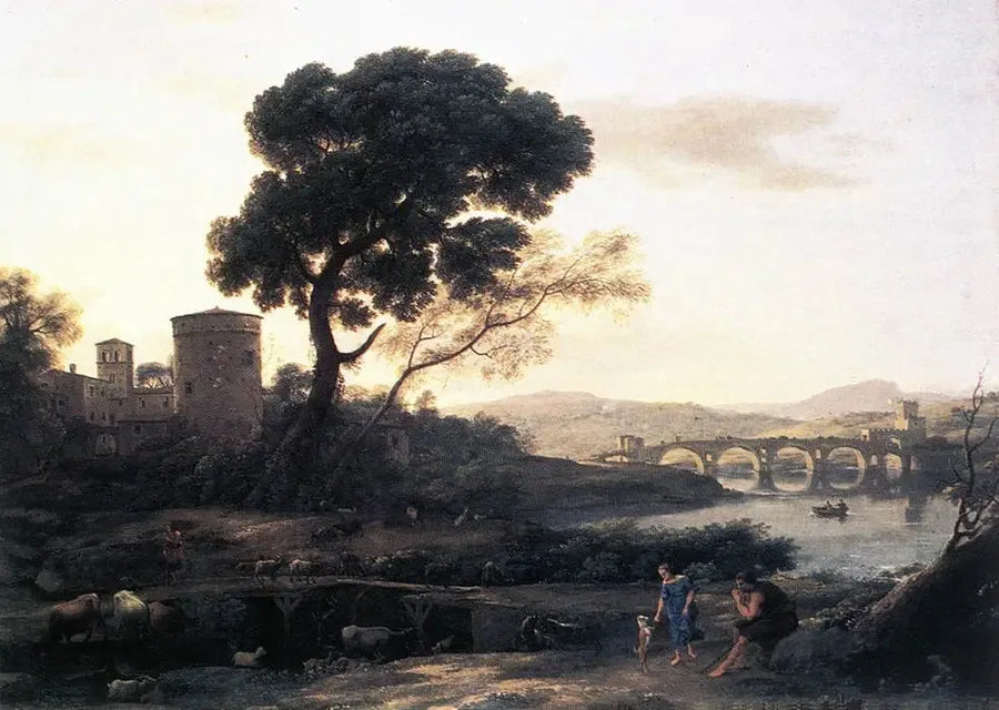Pastoralt landskap med Milviusbron - Claude Lorrain