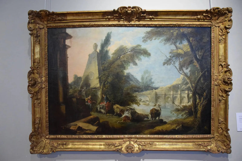 Pastoralt landskap med obelisk - François Boucher