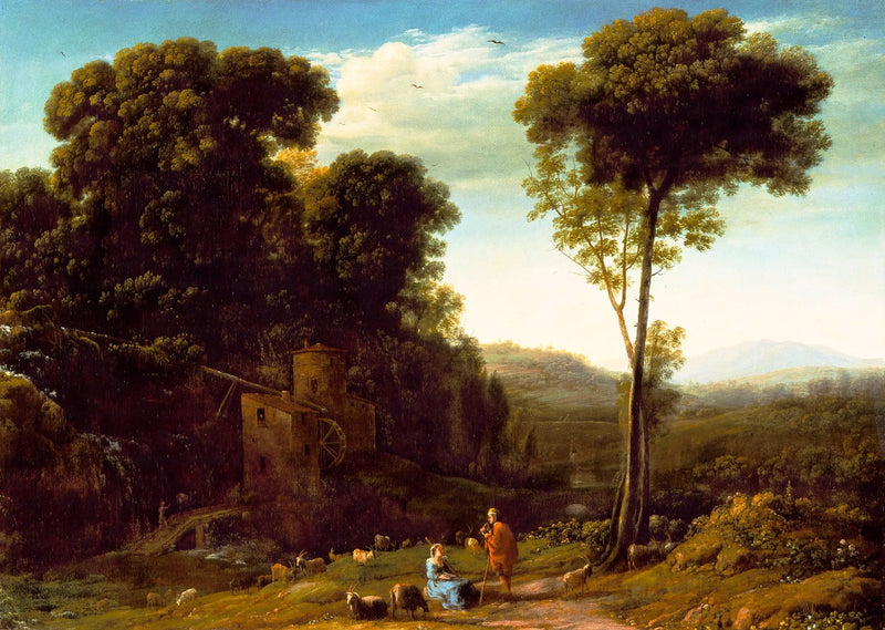 Pastoralt landskap med en kvarn - Claude Lorrain