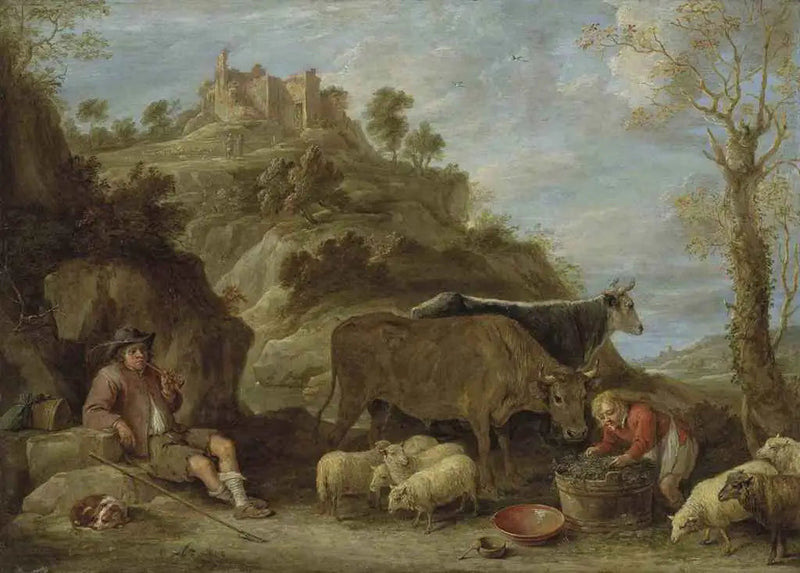 Landskapsmålning med betesmark - David Teniers den yngre