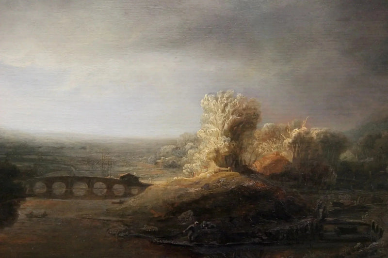 Landskap med en bro med sju valv - Rembrandt