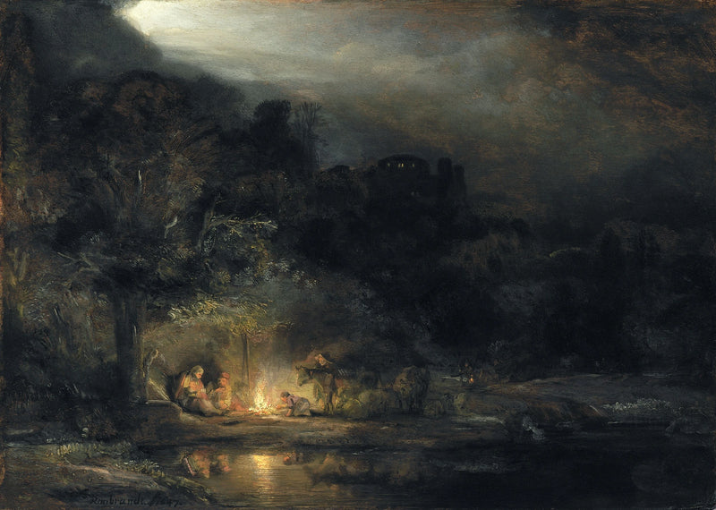 Landskap med vila under flykten till Egypten - Rembrandt