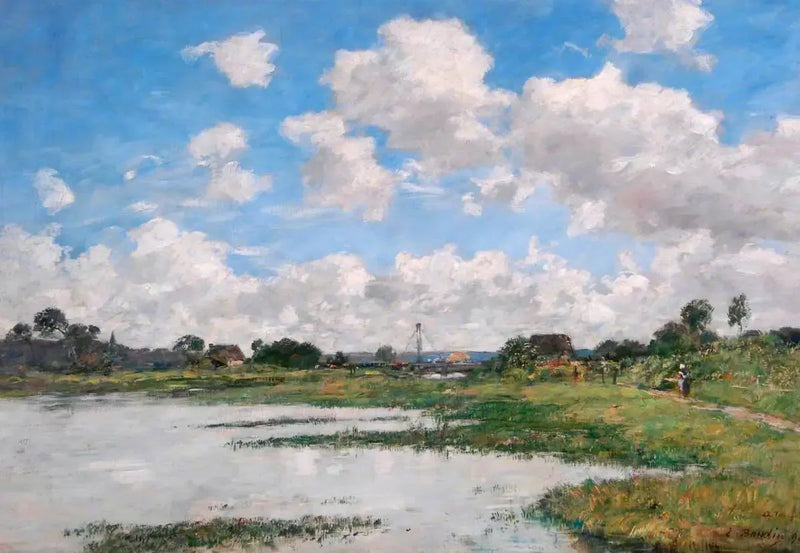 Landskap, floden Touques, Normandie - Eugène Boudin