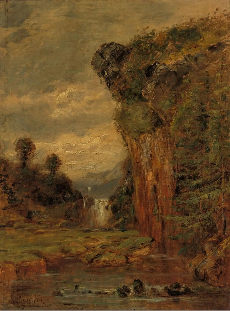 Rockslandskap med vattenfall - Gustave Courbet