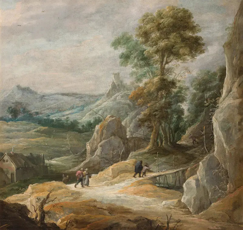 Klipplandskap med pilgrimer - David Teniers den yngre