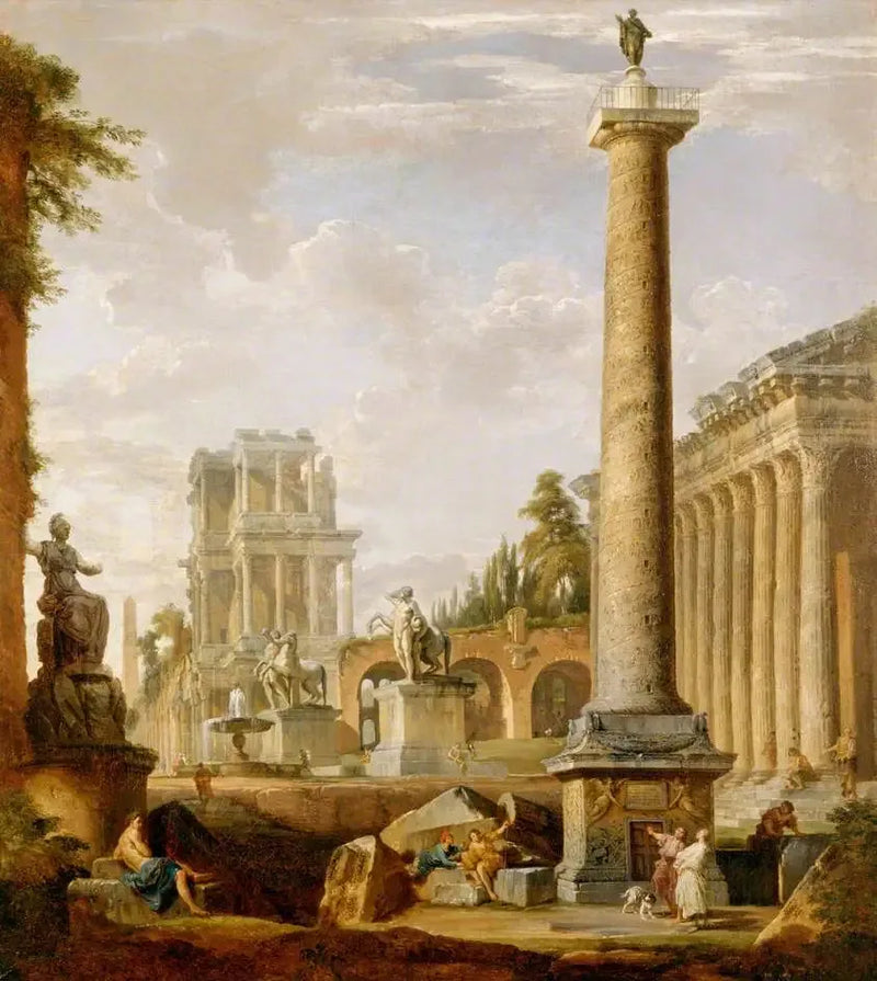 Romersk landskap med Trajans kolonn - Giovanni Paolo Panini