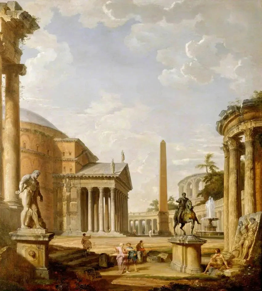 Romersk landskap med Pantheon - Giovanni Paolo Panini