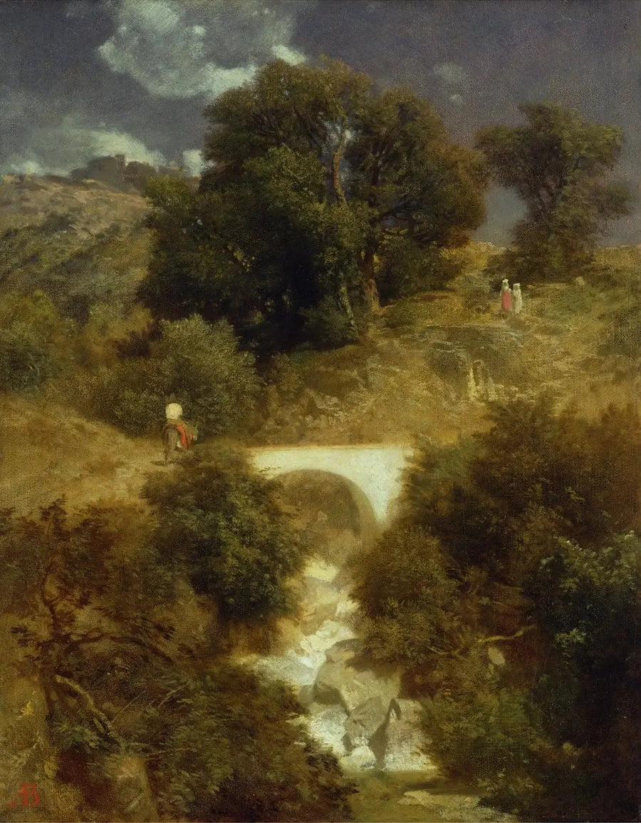 Romersk landskap med en bro - Arnold Böcklin