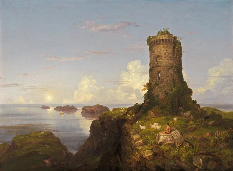 Romantisk landskap med ruinad torn - Thomas Cole