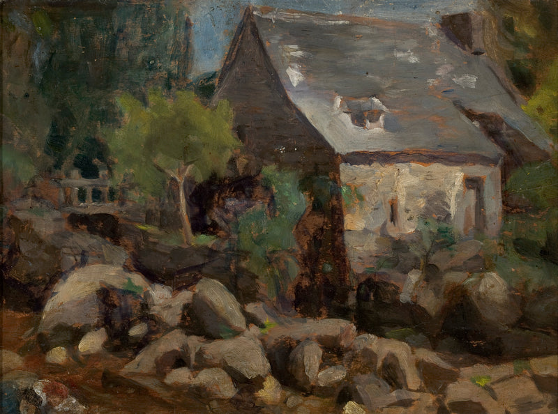 Paysage rustique avec pont et maisons - José Ferraz de Almeida Júnior