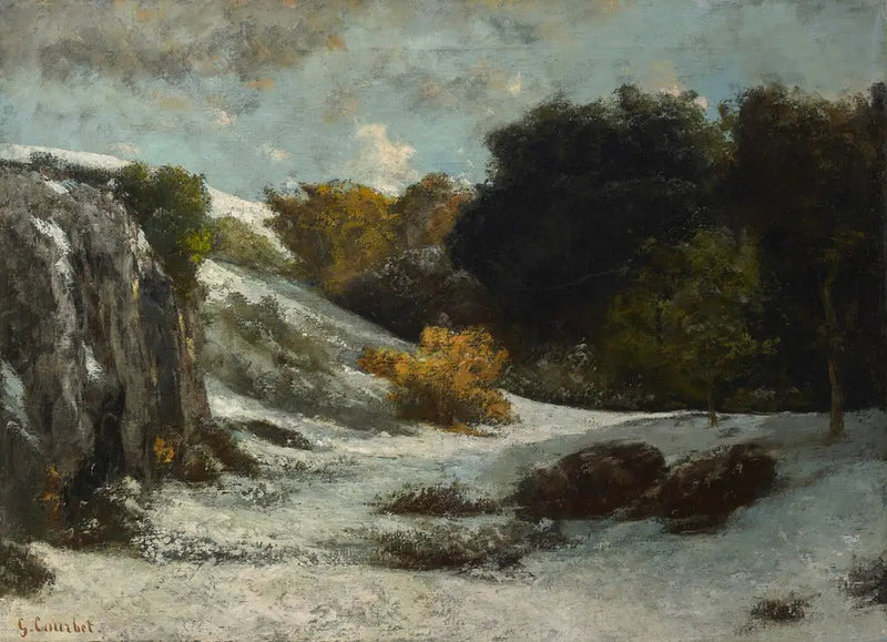 Vinterlandskap under snö - Gustave Courbet