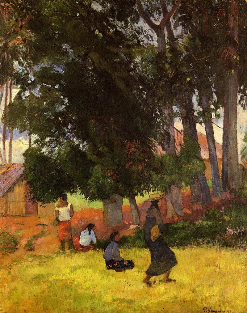 Tahitiansk landskap med personer - Paul Gauguin