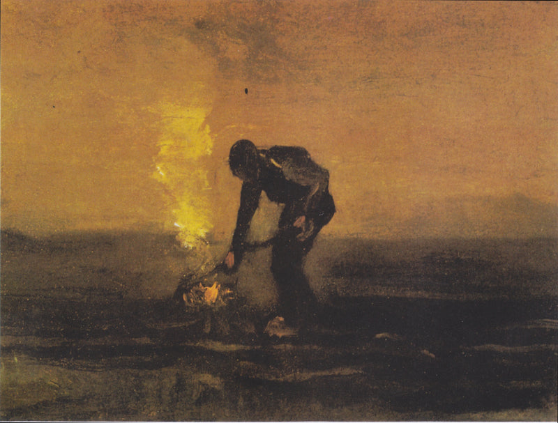 Brinnande bonde som bränner ogräs - Vincent van Gogh