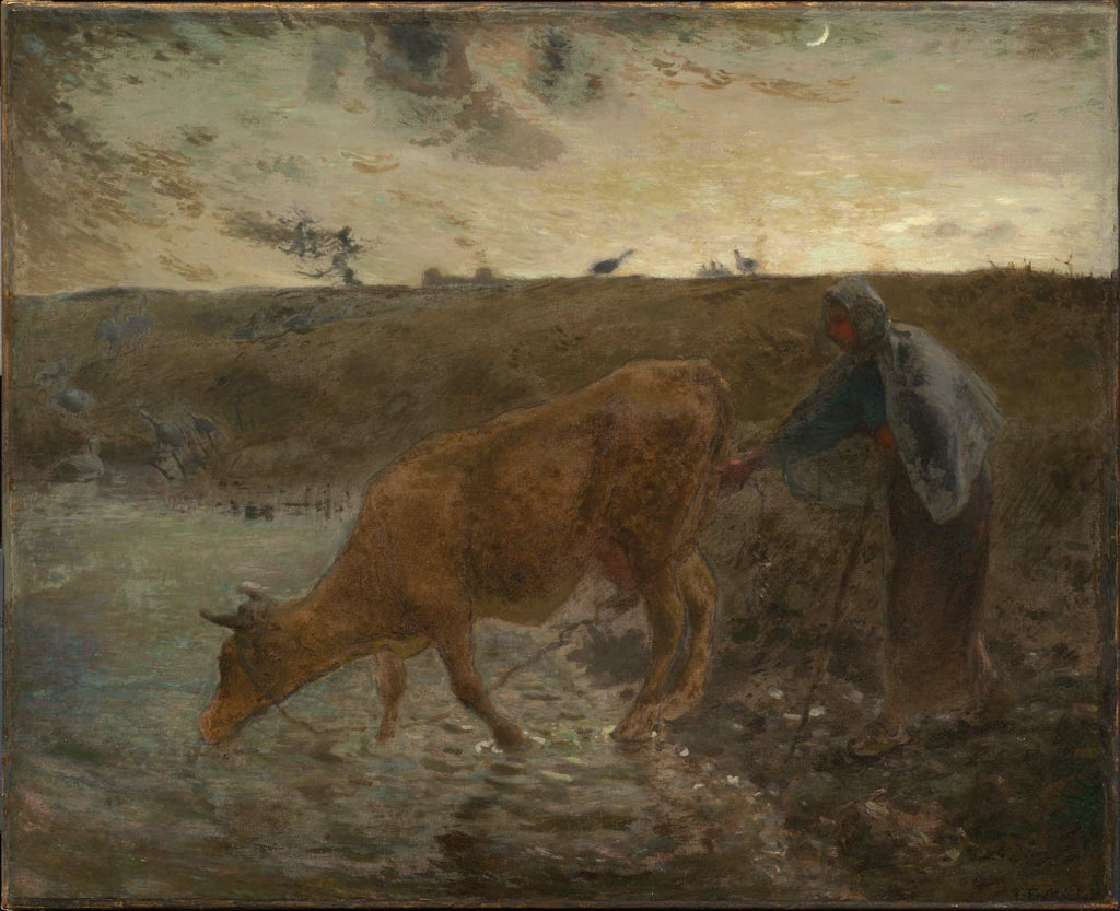 Paysanne abreuvant sa vache, soir - Jean-François Millet