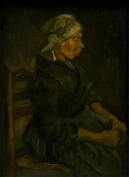 Sittande bondkvinna med vit mössa - Vincent van Gogh