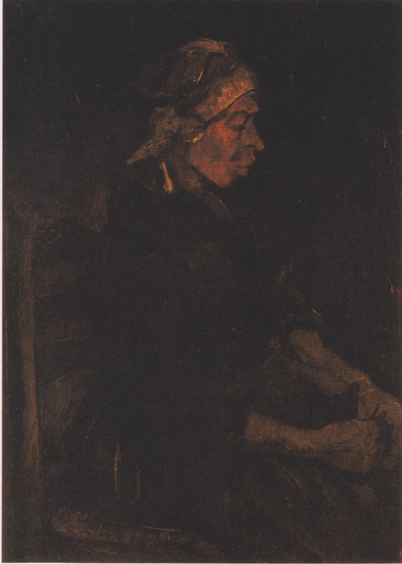 Sittande bondkvinna med vit mössa - Vincent van Gogh