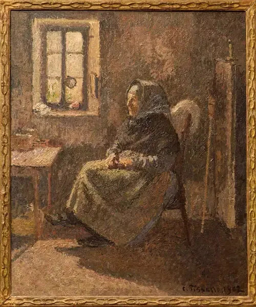 Sittande bonde. Inomhus i Moret - Camille Pissarro