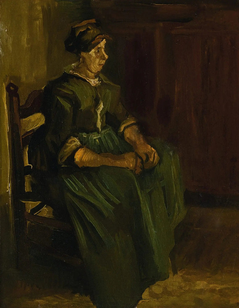 Bondekvinna sittande på en stol - Vincent van Gogh
