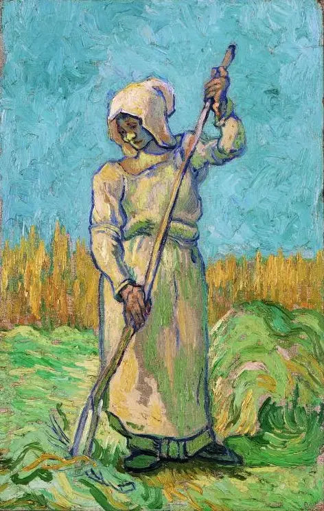 Bondkvinna med en kratta (efter Millet) - Vincent van Gogh