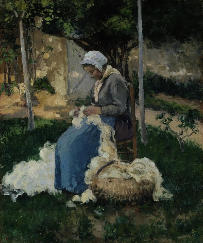 Bondkvinna som kammar ull - Camille Pissarro