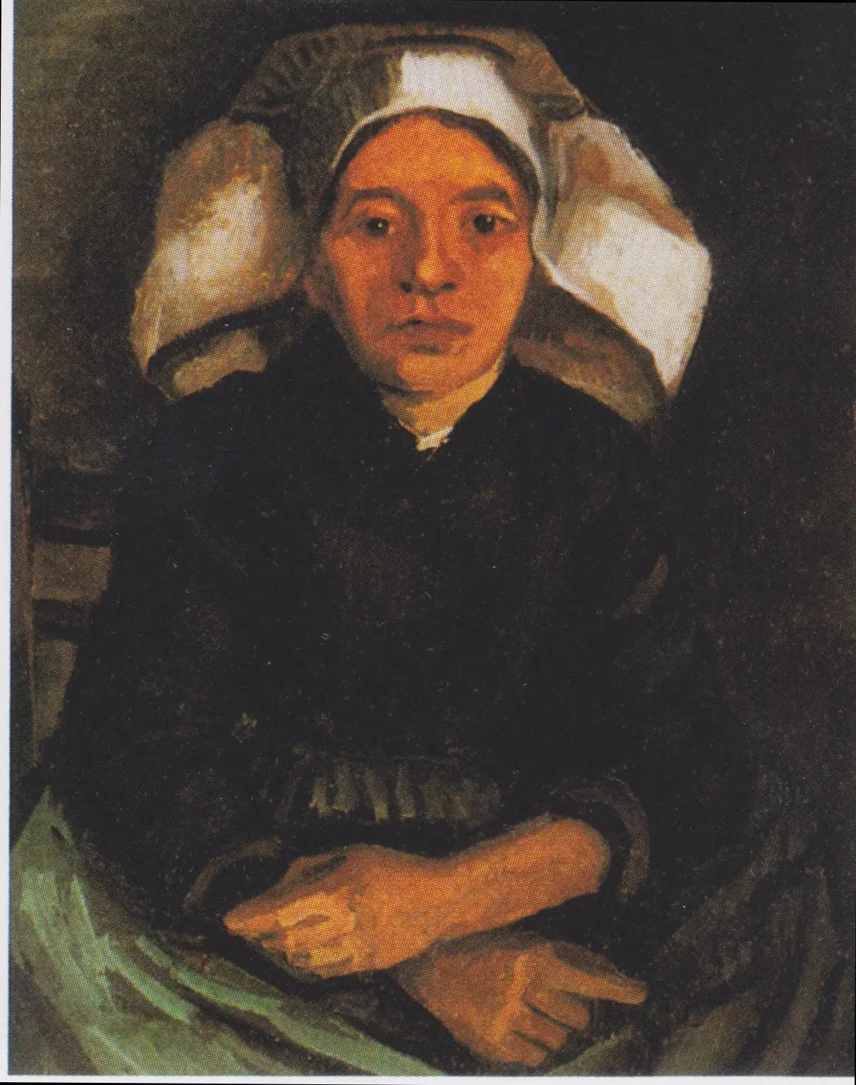 Reproduction du tableau « Paysanne, demi-figure, assise - Vincent van Gogh » par Alpha Reproduction en peinture à l’huile
