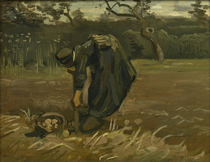 Bondkvinna som gräver upp potatis - Vincent van Gogh