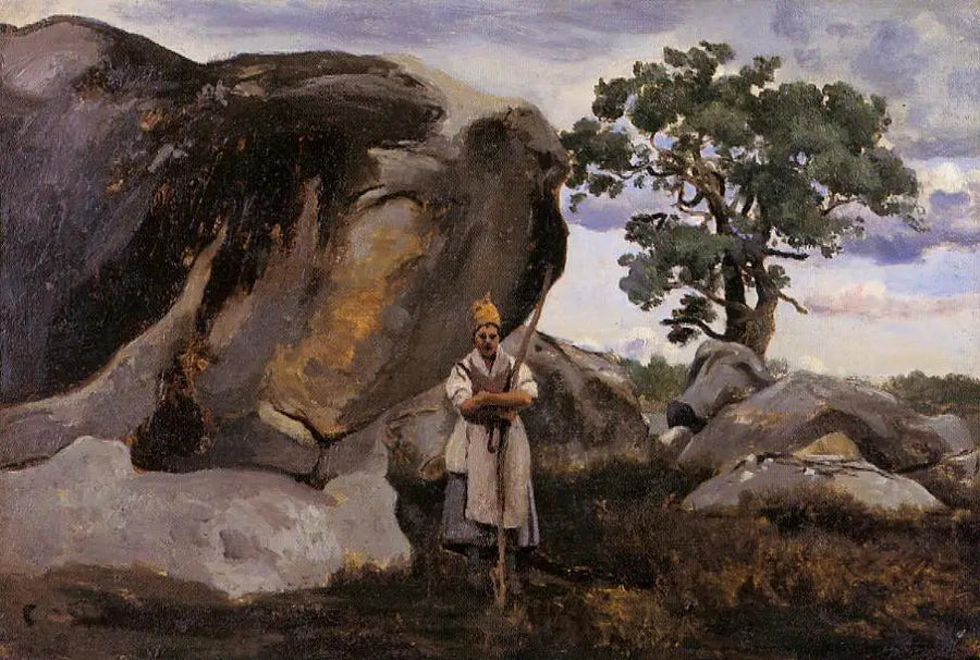 Paysanne i Fontainebleau-skogen - Jean-Baptiste Camille Corot