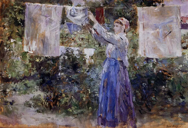 Bondkvinna som hänger tvätt - Berthe Morisot