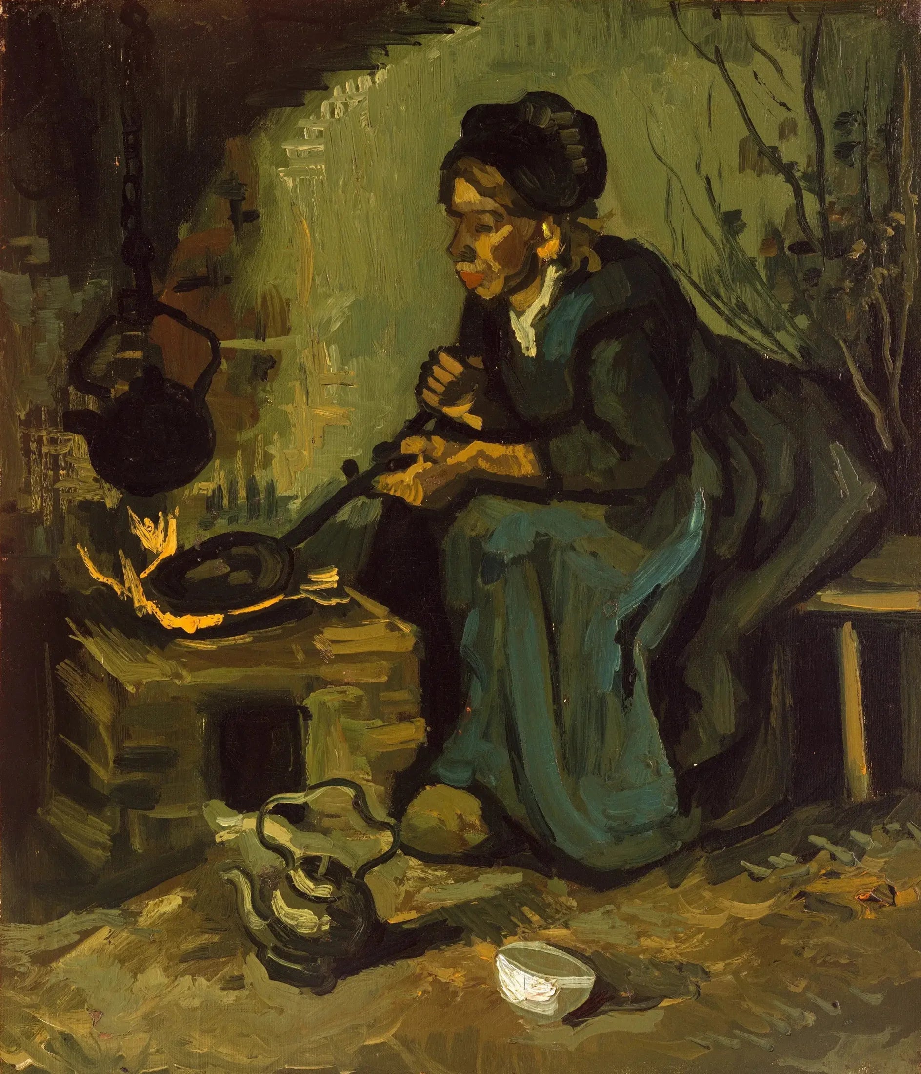 Paysanne faisant la cuisine. - Vincent van Gogh image 1 copie peinte à la main à l’huile