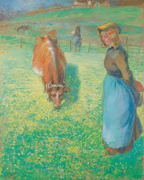 Bonde som vaktar en ko, Osny - Camille Pissarro