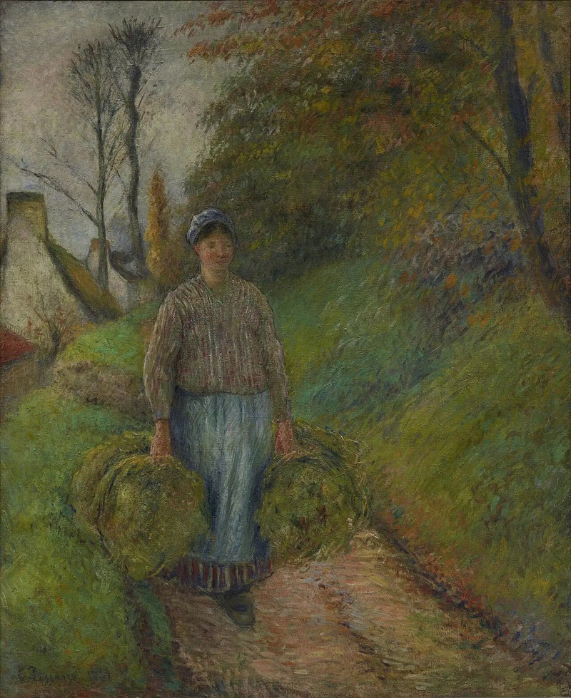 Bonde som bär två höbalar - Camille Pissarro