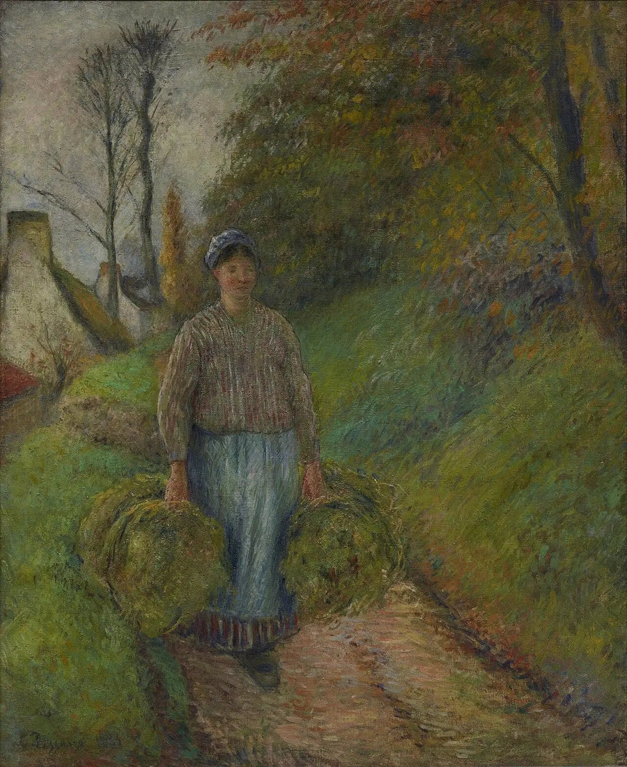 Bonde som bär två höbalar - Camille Pissarro