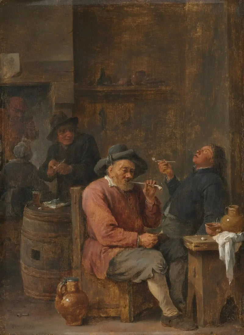 Bönder som röker på ett värdshus - David Teniers den yngre