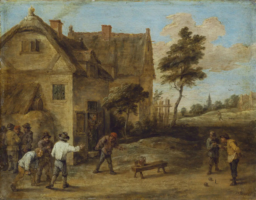 Bönder som spelar bollspel - David Teniers den yngre