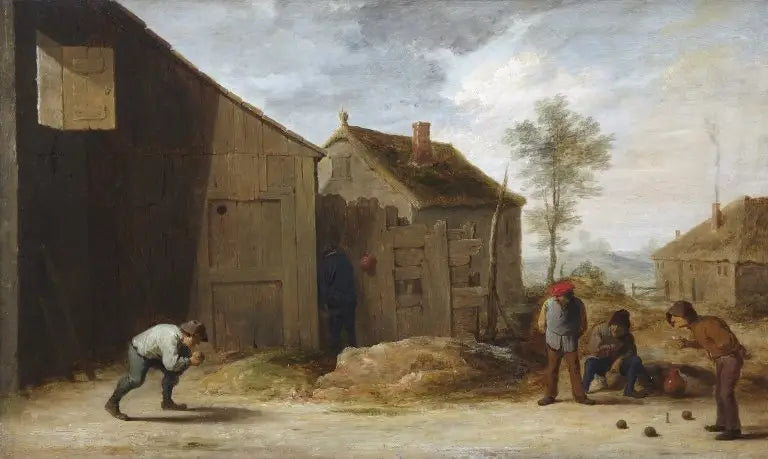 Bönder som spelar boule - David Teniers den yngre