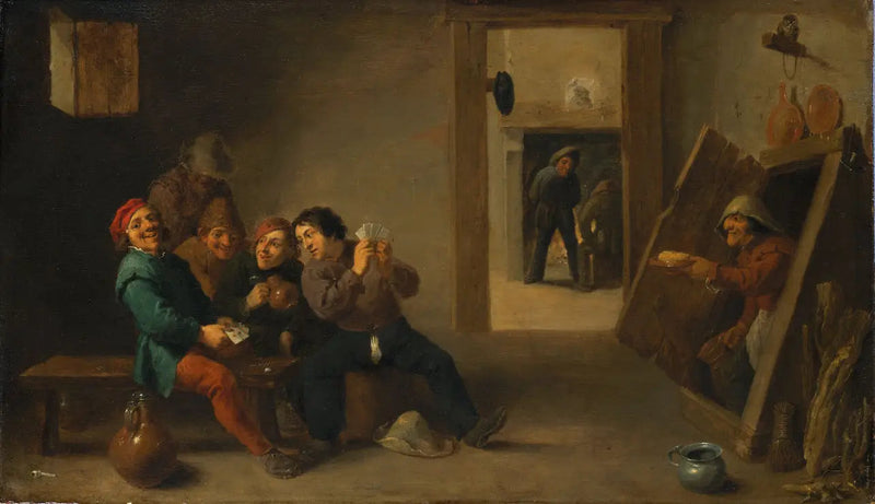 Bönder som spelar kort - David Teniers den yngre