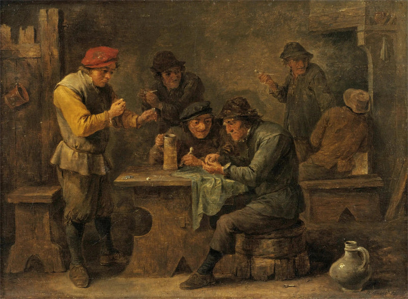 Bönder som spelar tärning - David Teniers den yngre