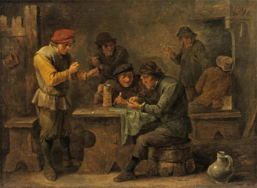 Bönder som spelar tärning - David Teniers den yngre
