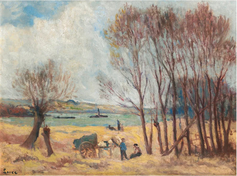 Bönder nära Seine, omgivningar av Rolleboise - Maximilien Luce