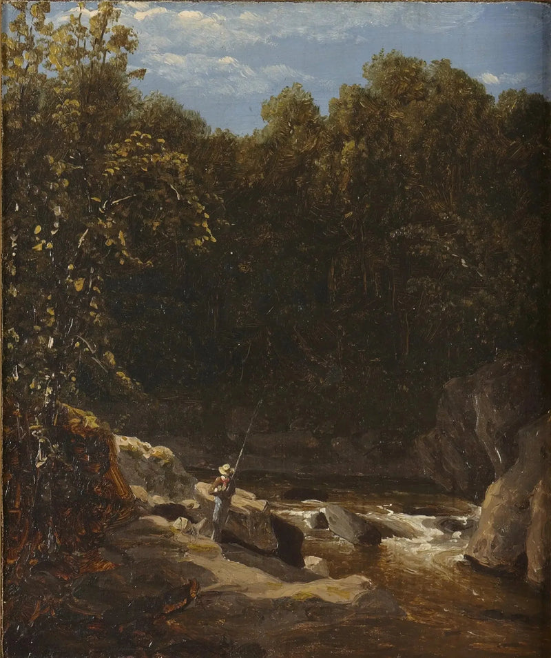 Fiske i en bergsbäck - Sanford Robinson Gifford