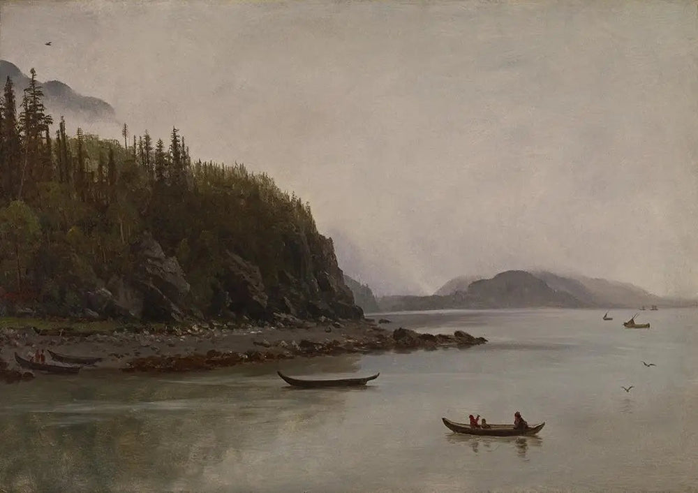Pêche indienne - Albert Bierstadt image 1 reproduction artisanale de tableau