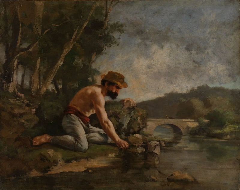 Fiskare med fiskespö - Gustave Courbet