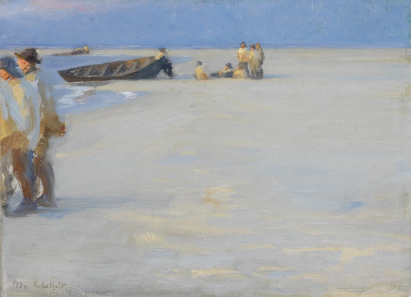 Fiskare på den norra stranden av Skagen. Sommarafton. - Peder Severin Krøyer