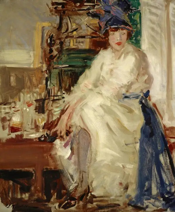 Peggy i blått och vitt - Francis Cadell